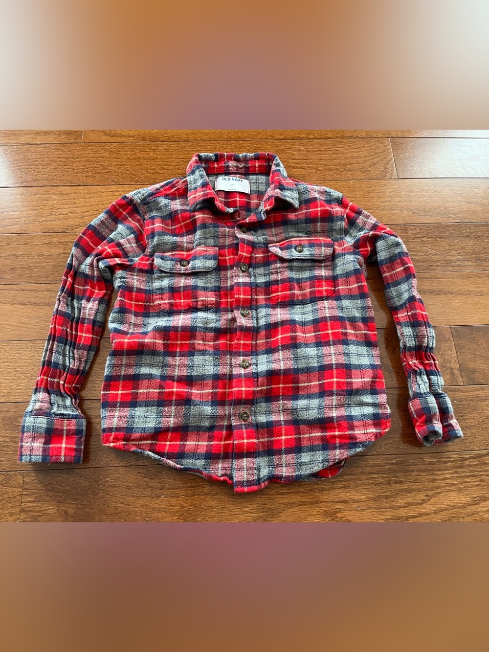 Boys 6/7 Old Navy Red Plaid Flannel Shirt